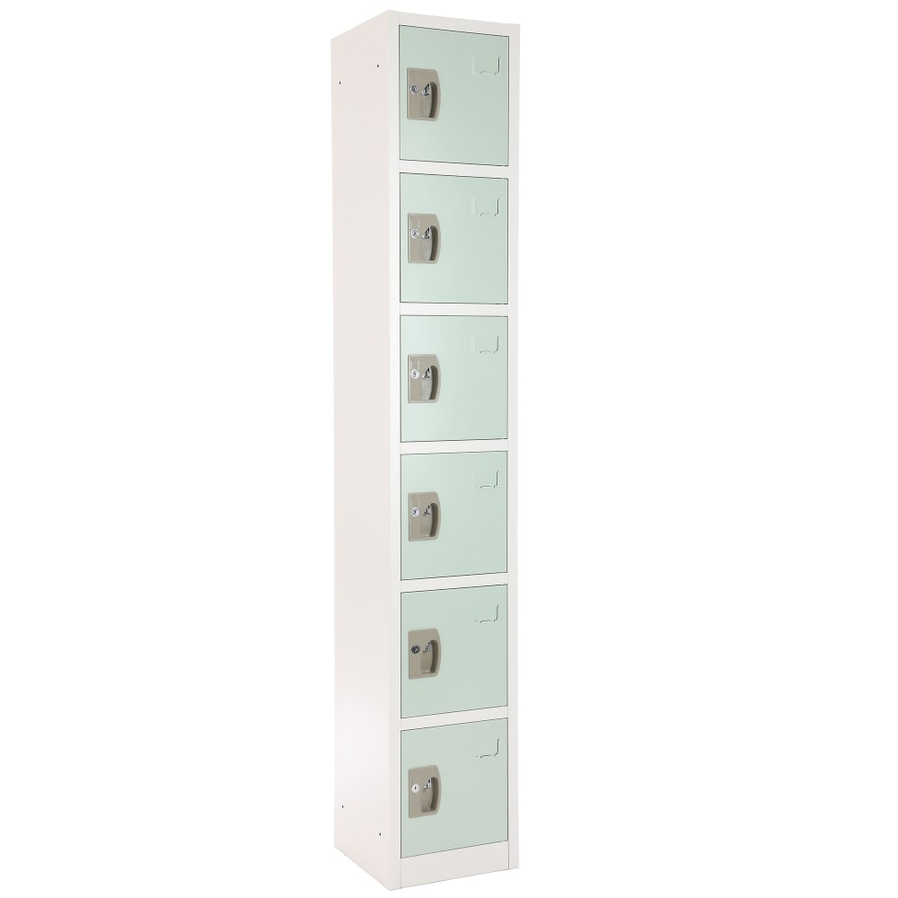 Alpine 6-Tier Steel Locker, 72inH x 12inW x 12inD, Misty Green