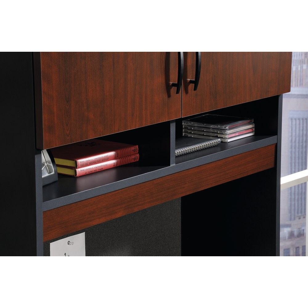 Sauder Via Lateral File Hutch, Classic Cherry/Soft Black