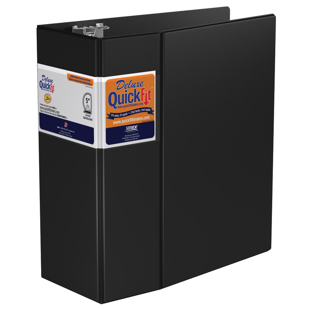 QuickFit Space-Saving Commercial 3-Ring Binder, 5in D-Rings, 50% Recycled, Black