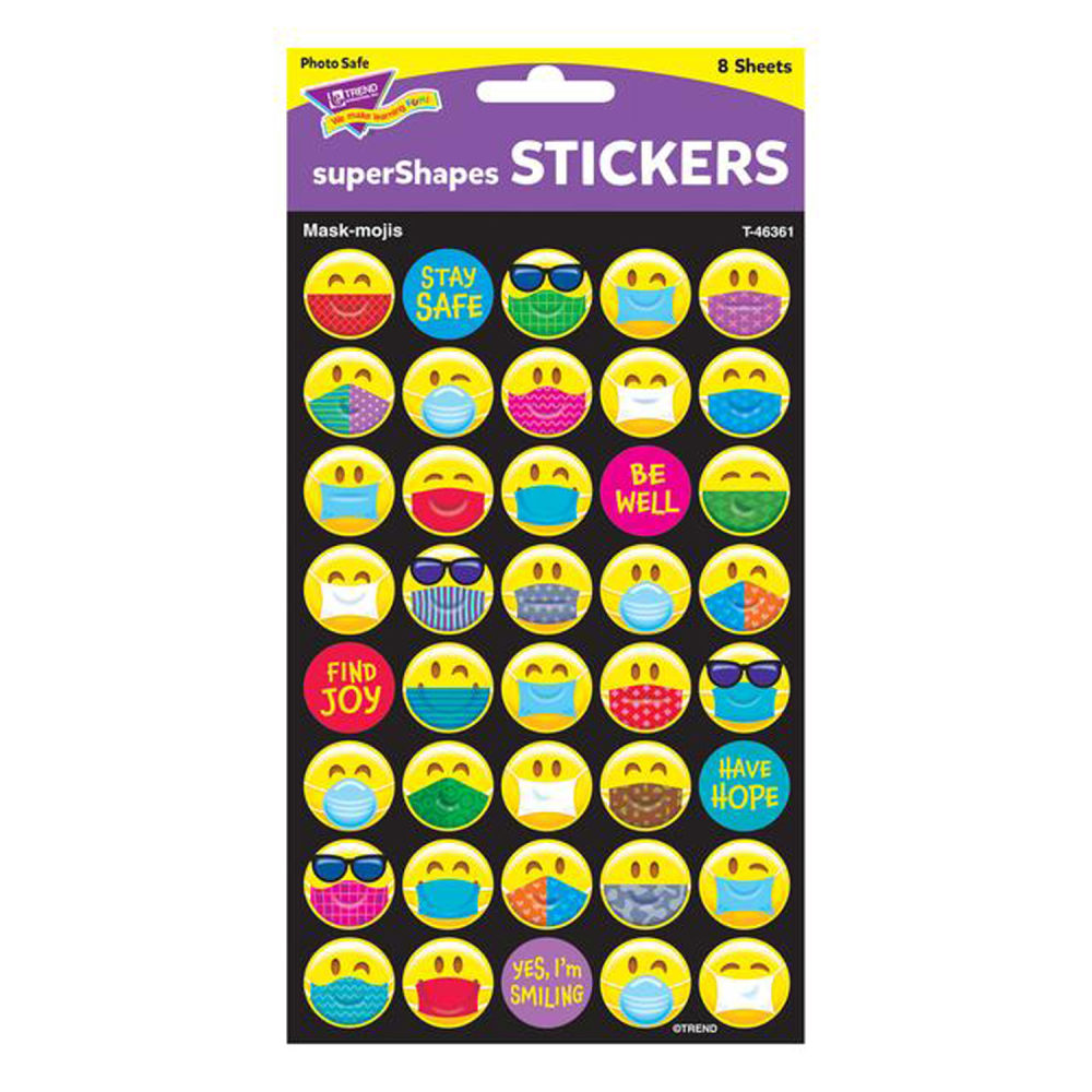 Trend superShapes Stickers, Mask-mojis, 320 Stickers Per Pack, Set Of 6 Packs