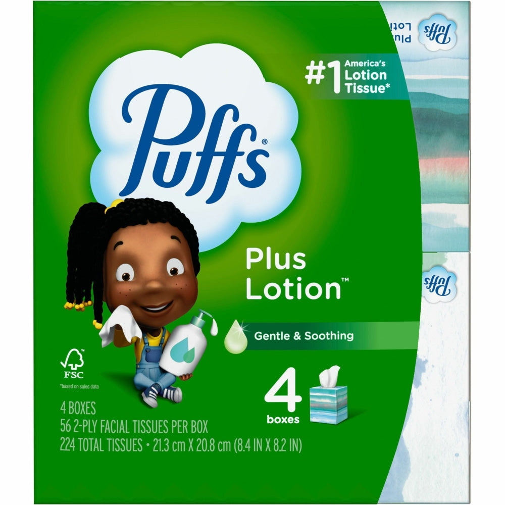 Puffs Plus Lotion Facial Tissues - 2 Ply - White - 56 Per Box - 24 / Carton