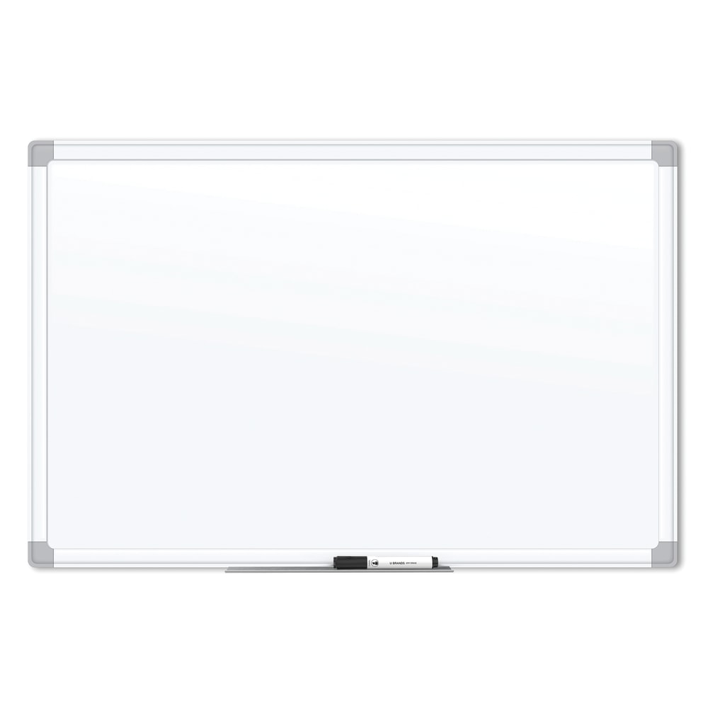 U Brands Magnetic Dry Erase Porcelain Steel Board, 48in X 36in, White Aluminum Frame