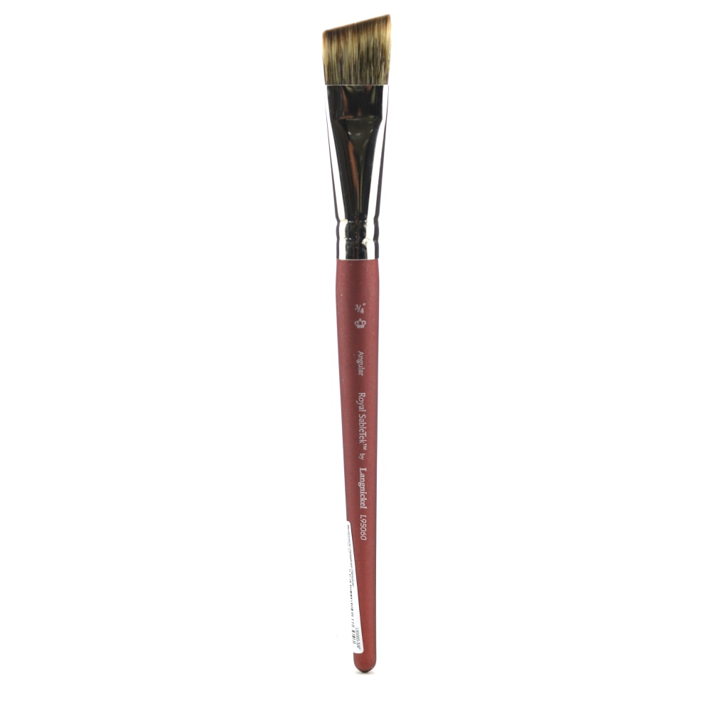 Royal & Langnickel Short-Handle Paint Brush L95060, 3/4in, Angular Bristle, Sable Hair, Dark Red