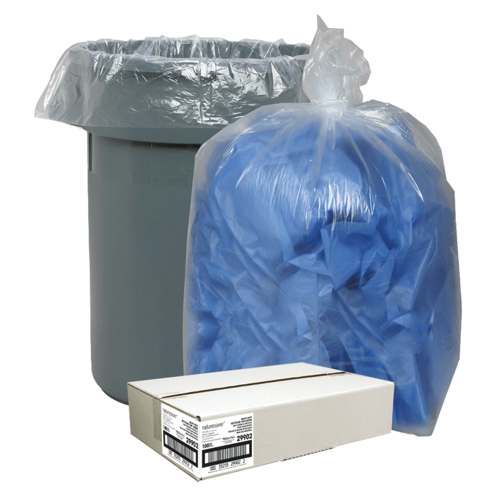 Nature Saver Trash Bags, 55 Gallon, 30% Recycled, Box Of 100