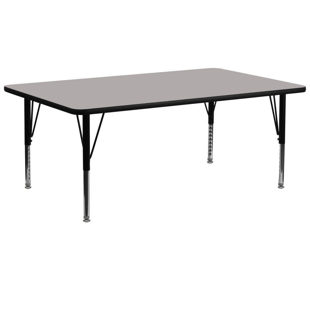 Flash Furniture 72ft"W Rectangular HP Laminate Activity Table With Short Height-Adjustable Legs, Gray