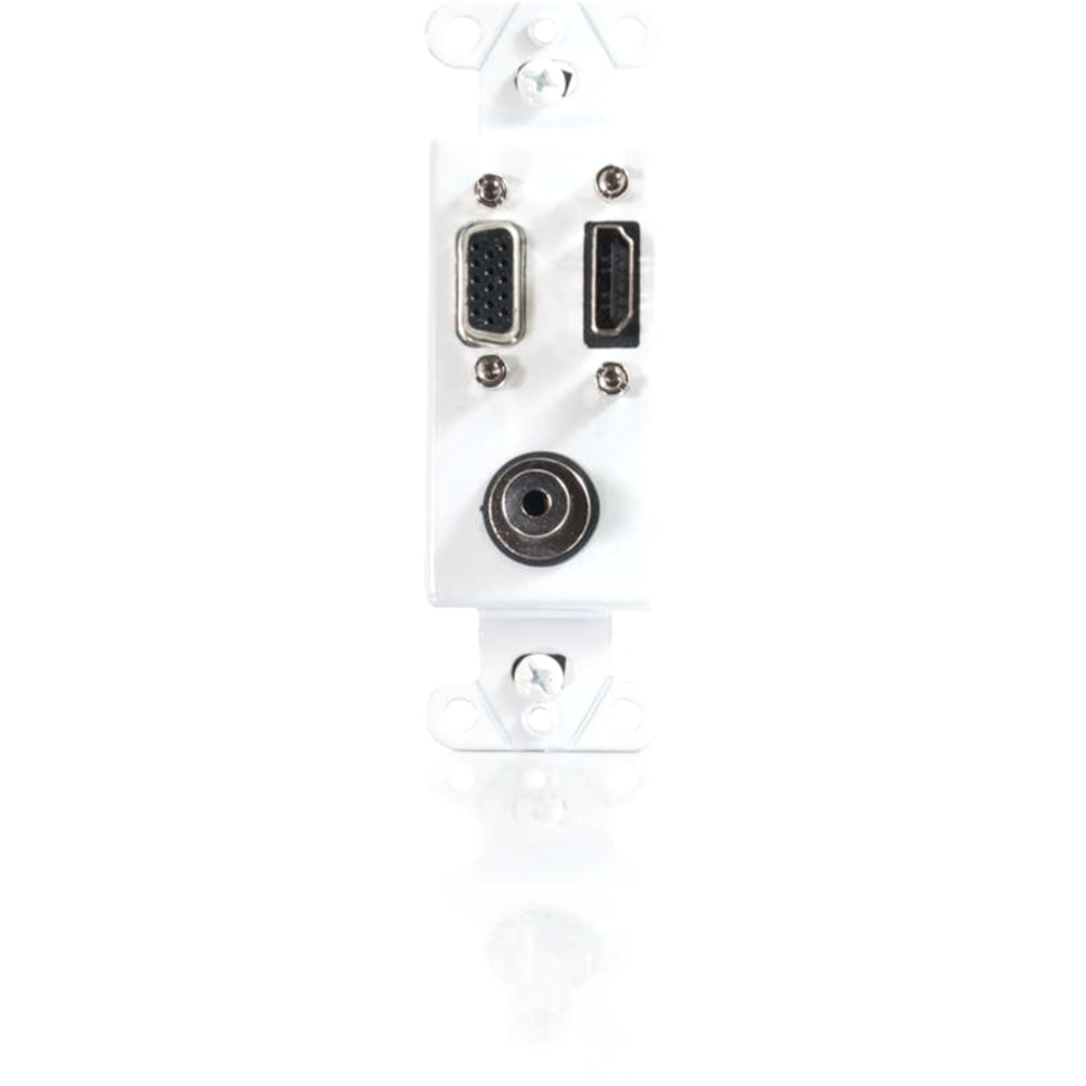 C2G HDMI, VGA and 3.5mm Audio Pass Through Wall Plate - White - White - 1 x HDMI Port(s) - 1 x Mini-phone Port(s) - 1 x VGA Port(s)