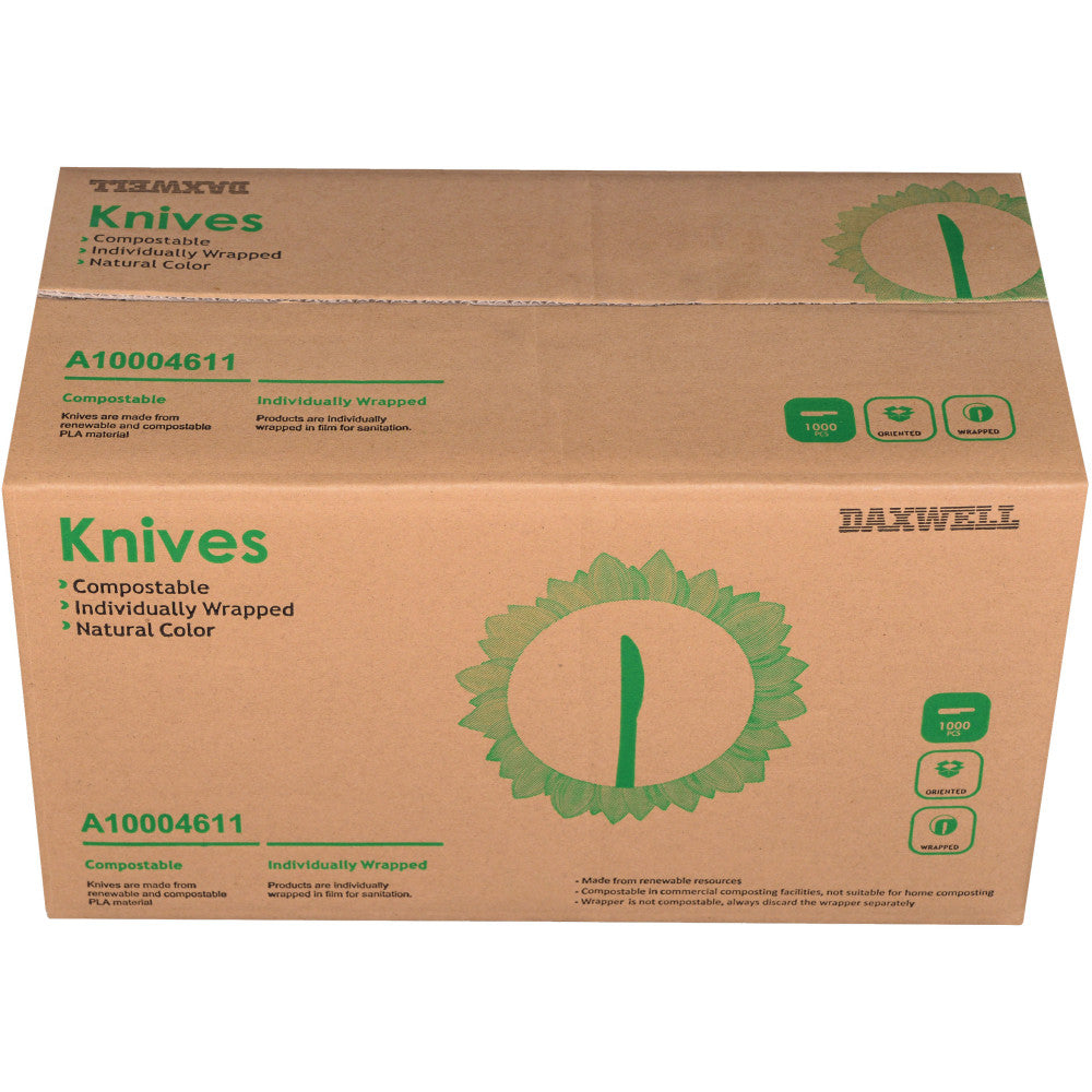 Daxwell Medium/Heavyweight Wrapped Utensils, Knives, Champagne, Pack Of 1,000 Knives