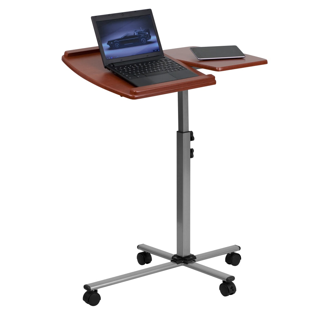 Flash Furniture 30inW Mobile Laptop Computer Desk, Cherry