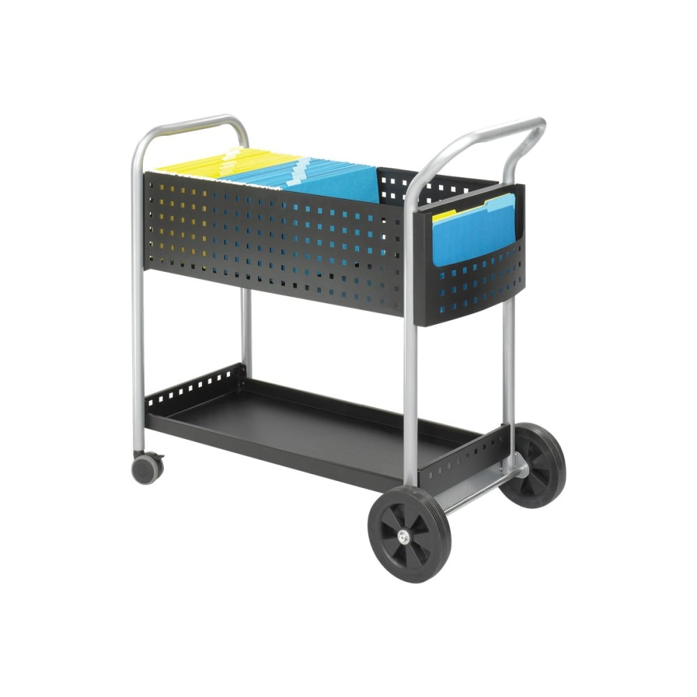 Safco Scoot Mail Cart, 40 3/4inH x 22 1/2inW x 39 1/2inD, Silver/Black