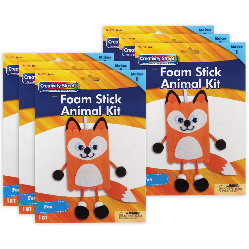 Creativity Street Foam Stick Animal Kits, 11in x 6-3/4in x 1in, Fox, Set Of 6 Kits