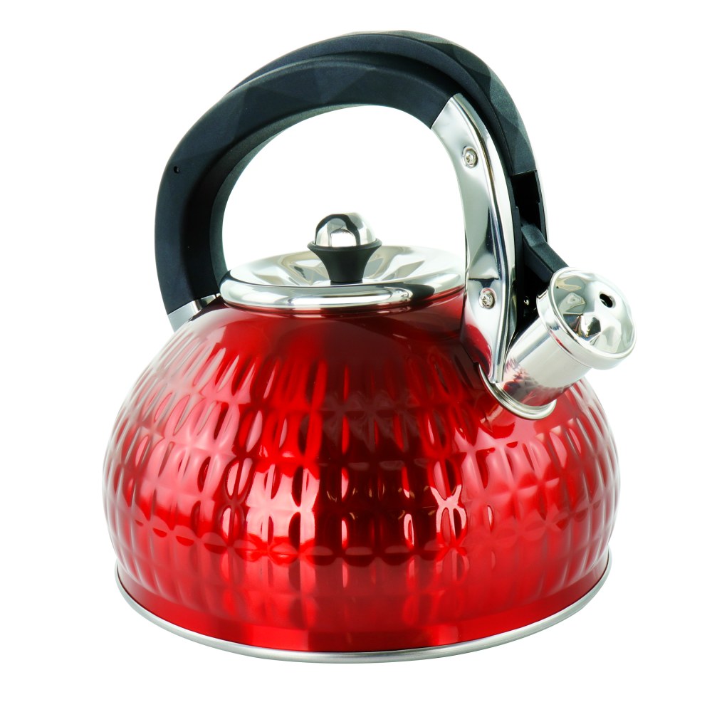 MegaChef Stainless-Steel Stovetop Kettle, 12.7 Cups, Red