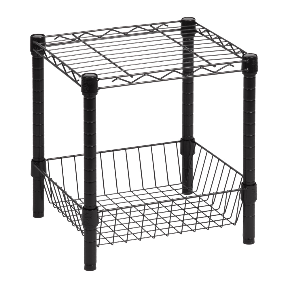 Honey-Can-Do Urban Steel Table With Storage Basket, Black