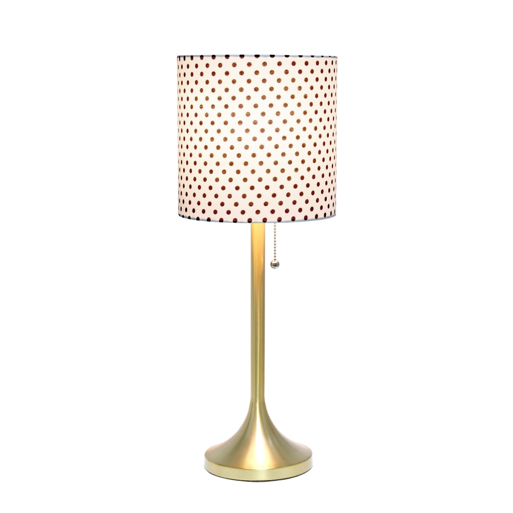 Simple Designs Tapered Table Lamp, 21inH, White & Black Shade/Gold Base