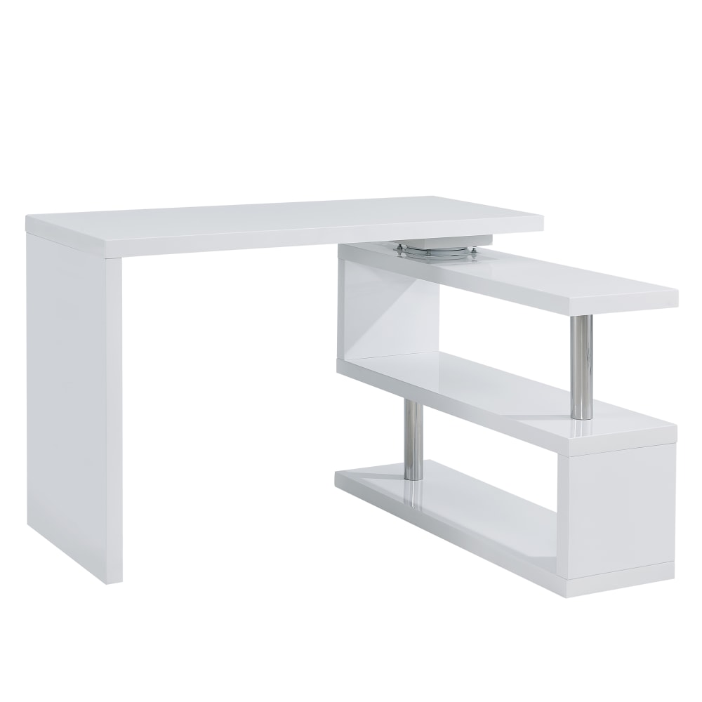 SEI Furniture Yates 3-Shelf 45inW Corner Writing Desk, White/Chrome