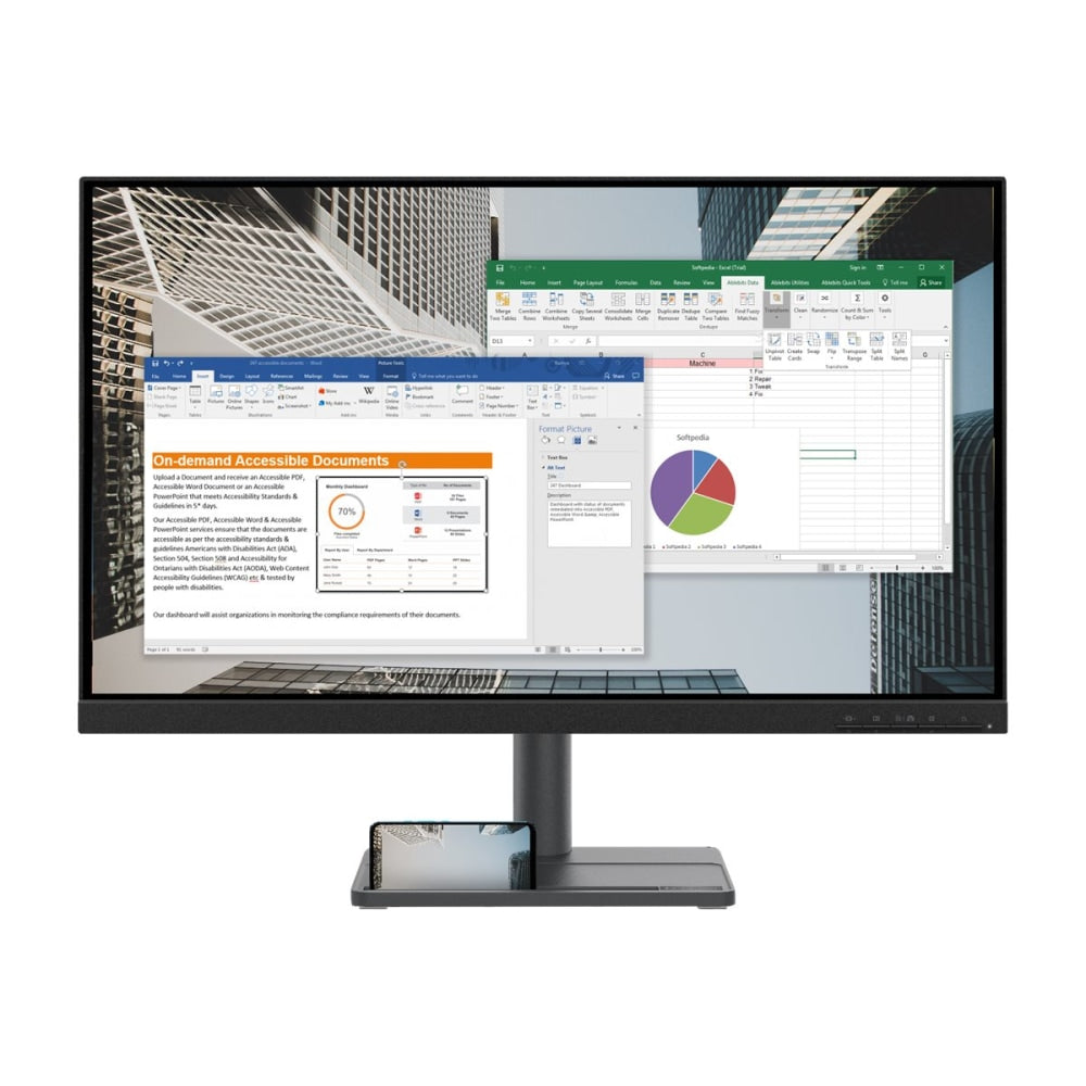 Lenovo L27e-30 - LED monitor - 27in - 1920 x 1080 Full HD (1080p) @ 75 Hz - IPS - 250 cd/m2 - 1000:1 - 4 ms - HDMI, VGA - raven black