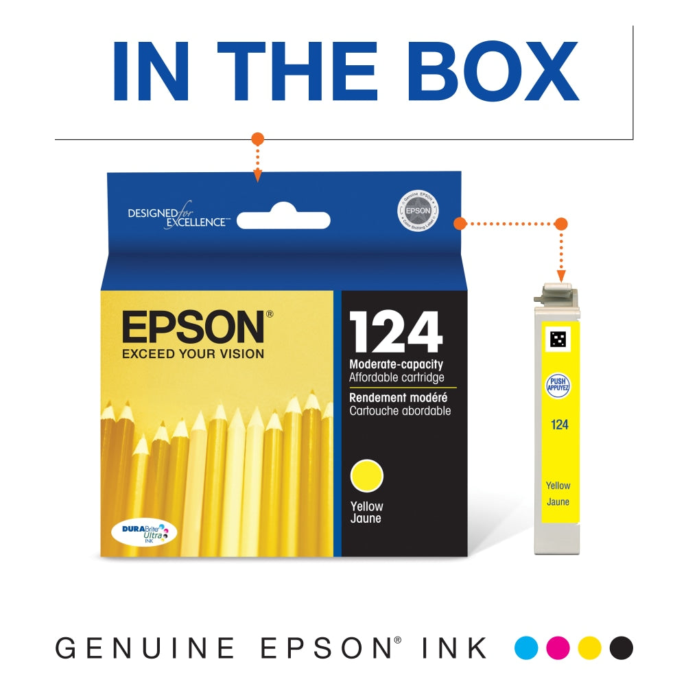 Epson 124 DuraBrite Ultra Yellow Ink Cartridge, T124420