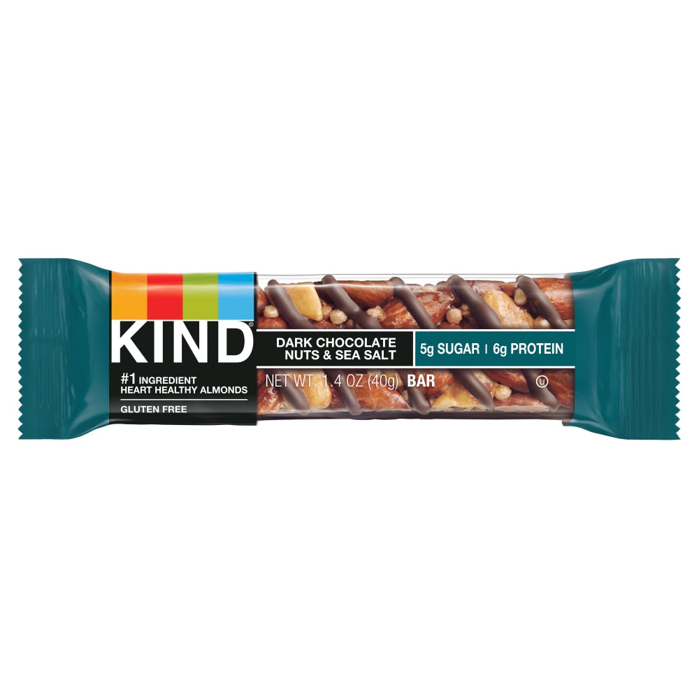 KIND Dark Chocolate, Nuts & Sea Salt Bars, 1.41 Oz, Box Of 12