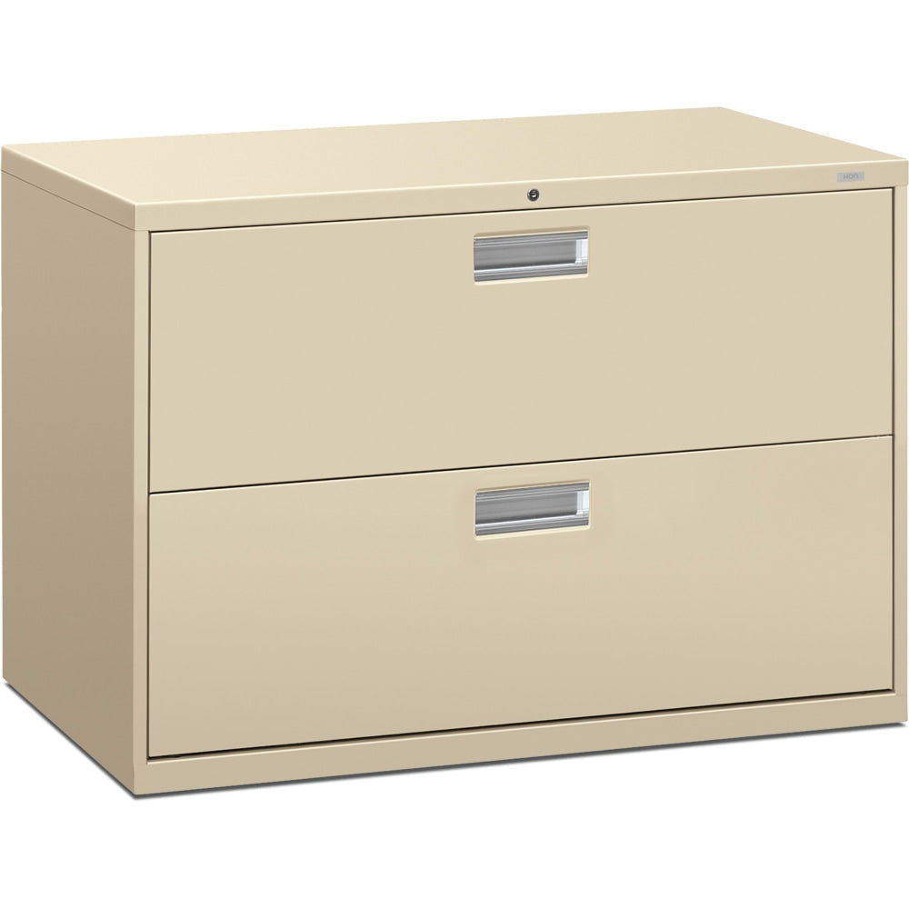 HON Brigade 600 42inW x 19-1/4inD Lateral 2-Drawer File Cabinet, Putty