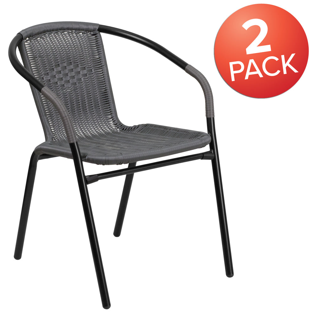 Flash Furniture Lila Restaurant Stack Chairs, Gray/Black, Pack Of 2 Chairs