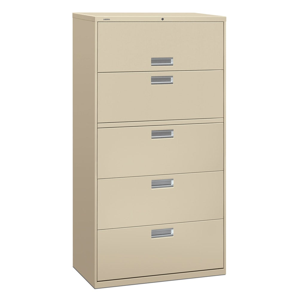 HON Brigade 600 36inW x 18inD Lateral 5-Drawer File Cabinet, Putty