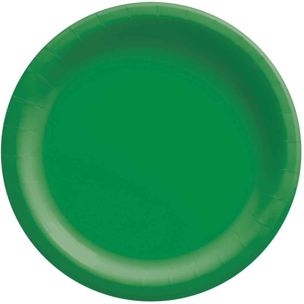 Amscan Round Paper Plates, 8-1/2in, Festive Green, Pack Of 150 Plates