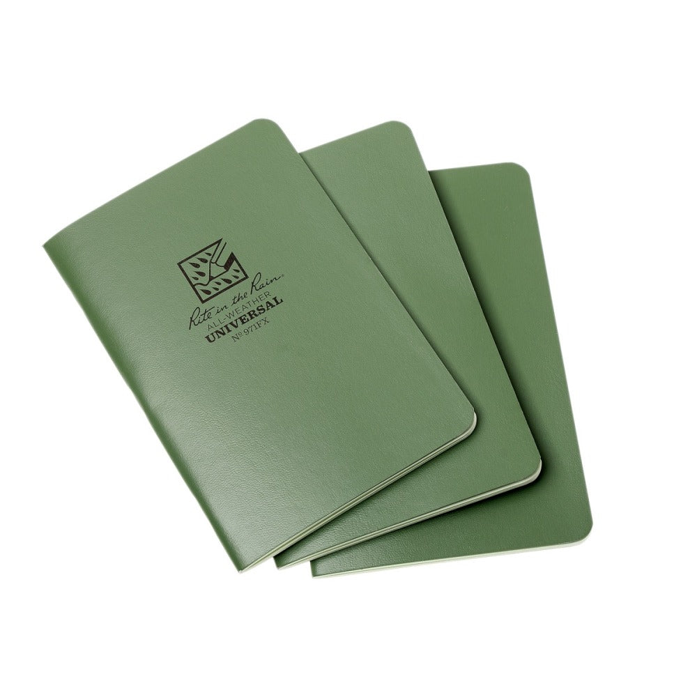 Rite in the Rain All-Weather Stapled Notebooks, 4-5/8in x 7in, Green, 3 Notebooks Per Pack, Set Of 6 Packs