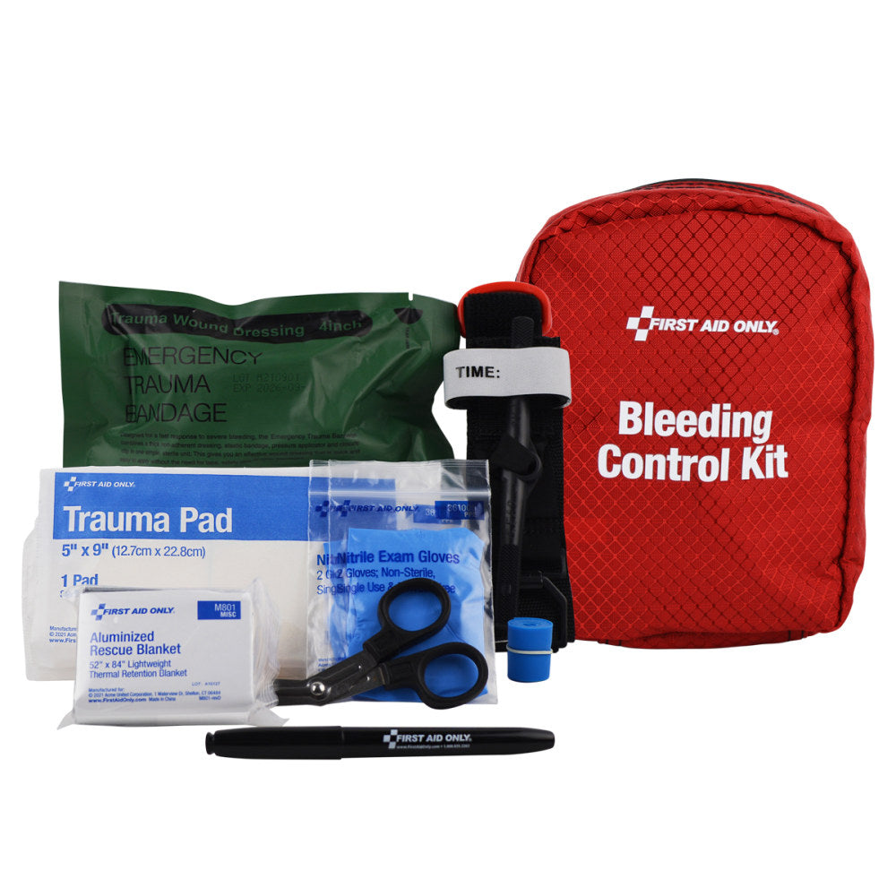 First Aid Only Bleed Control Basic Pro Kit, 9-5/8inH x 15inW x 5inD, White