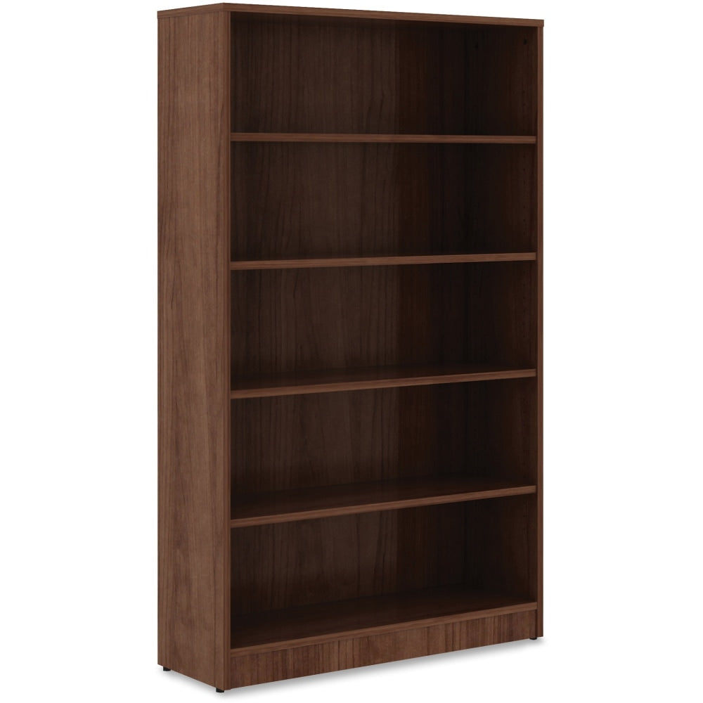 Lorell 60inH 5-Shelf Bookcase, Walnut