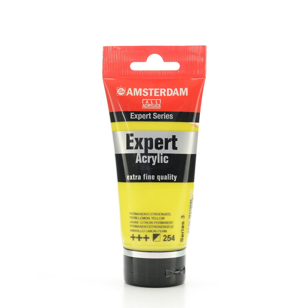 Amsterdam Expert Acrylic Paint Tubes, 75 mL, Permanent Lemon Yellow, Pack Of 2