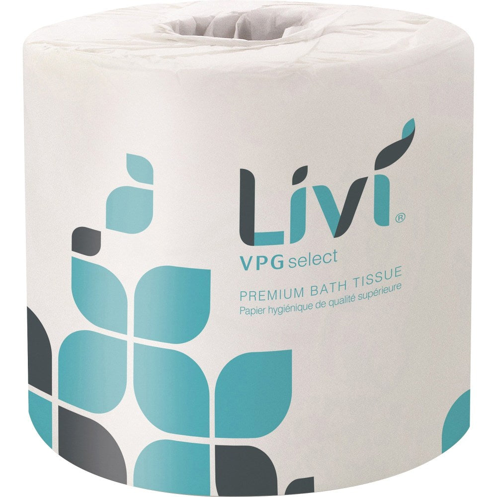 Livi Leaf VPG Bath Tissue - 2 Ply - 4.49in x 3.98in - 500 Sheets/Roll - White - Virgin Fiber - 80 / Carton