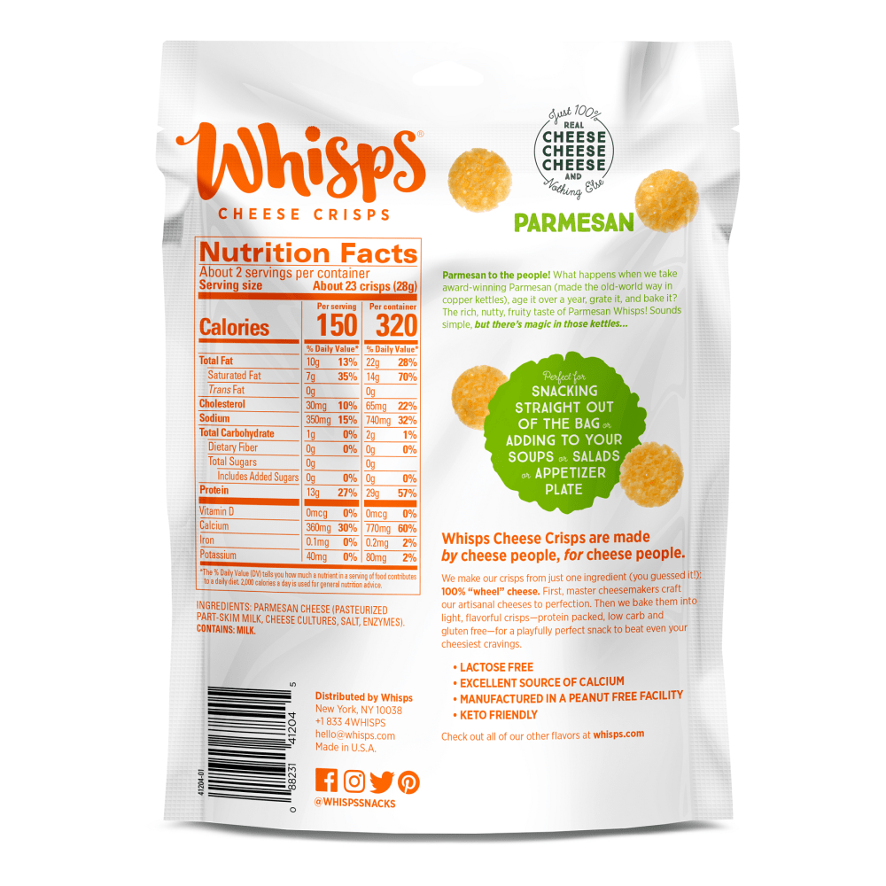 Whisps Cheese Crisps, Parmesan, 2.12 Oz, Pack Of 12 Bags