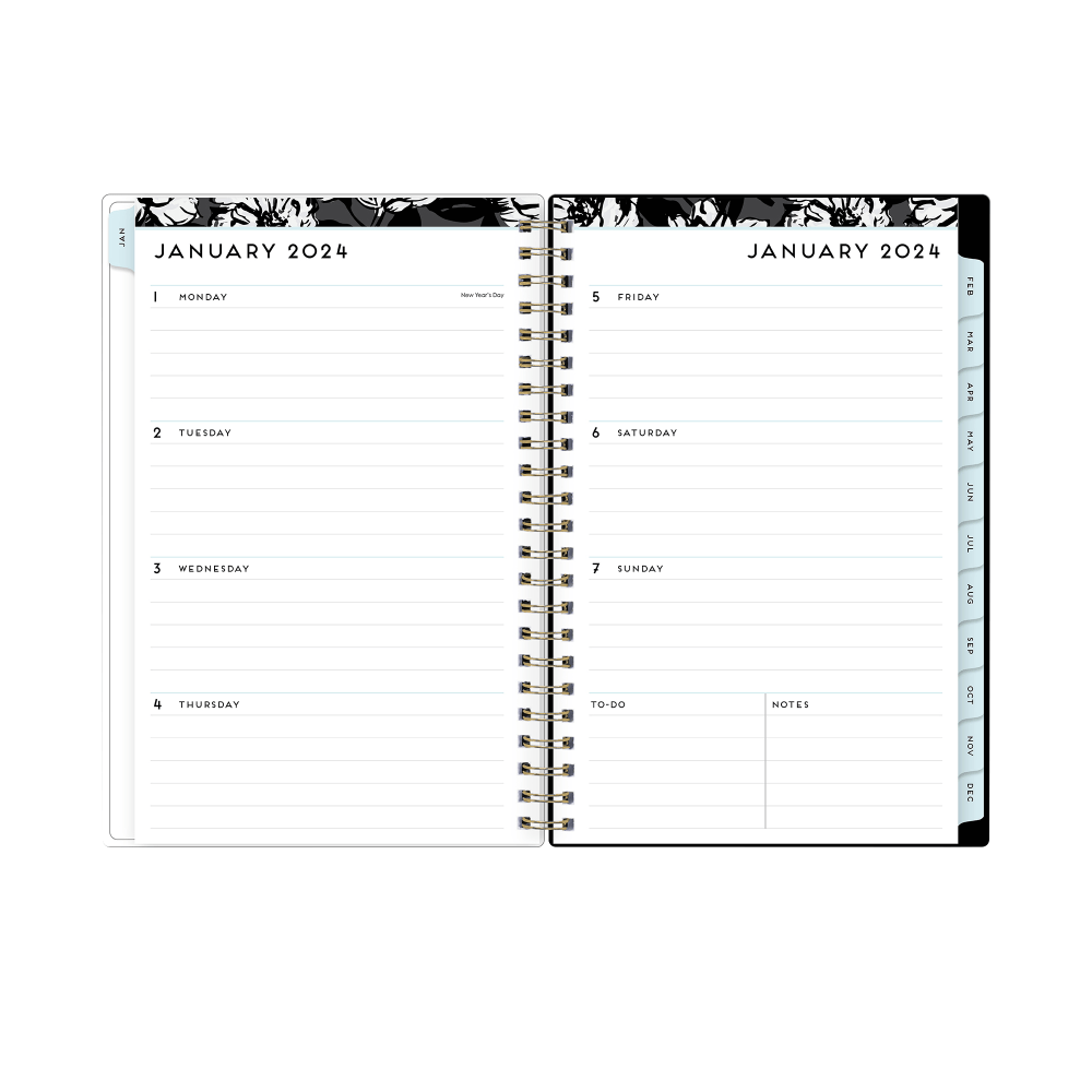 2024 Blue Sky Baccara Dark CYO Weekly/Monthly Planning Calendar, 5in x 8in, January to December 2024, 110212