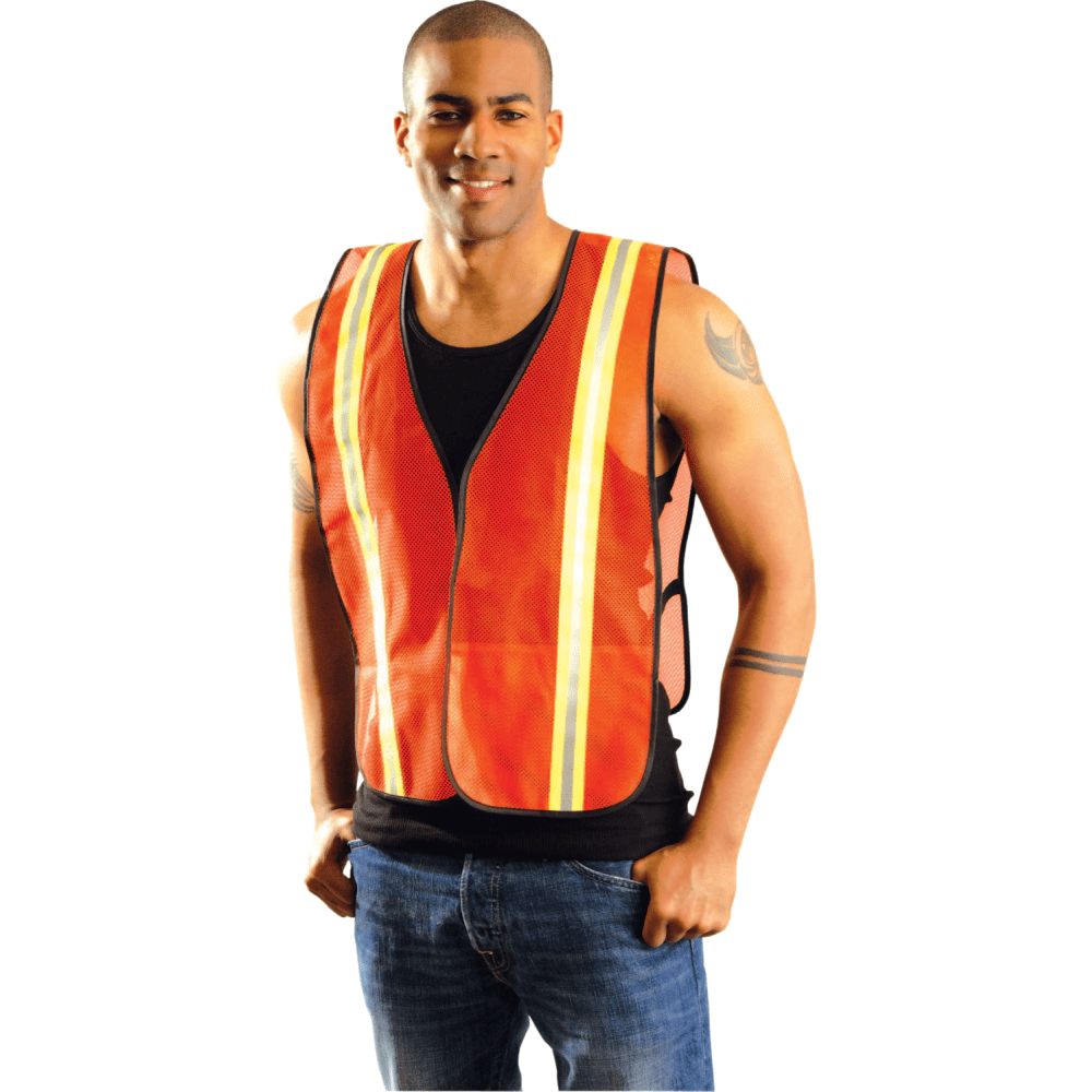 Non-ANSI Economy Mesh Vests with Silver Reflective Tape, X-Large, Hi-Viz Yellow