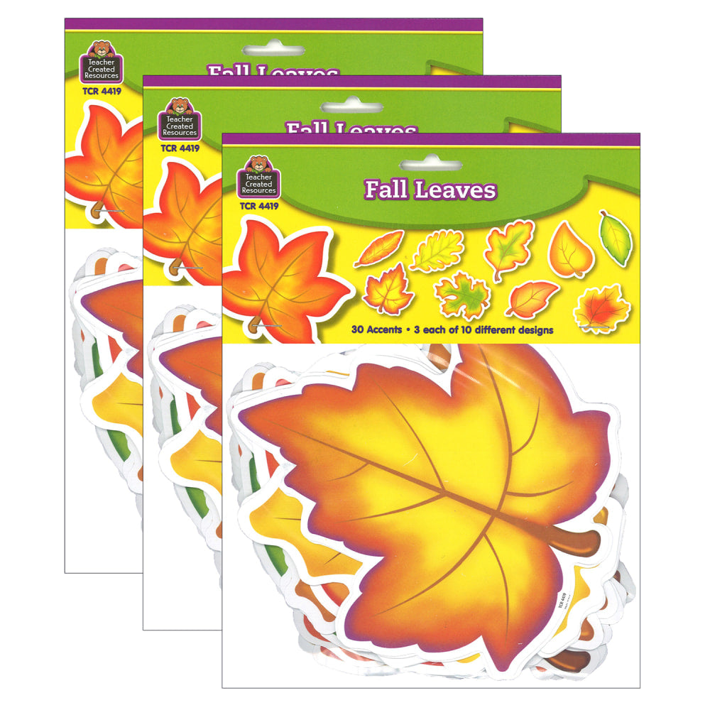 Teacher Created Resources Accents, Fall Leaves, 30 Accents Per Pack, Set Of 3 Packs