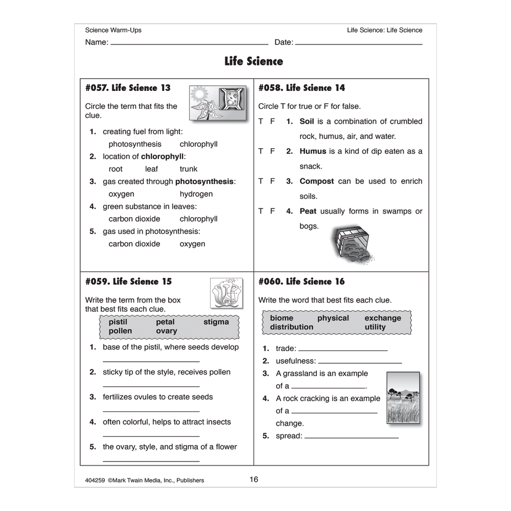 Mark Twain Media Science Warm-Ups, Grades 5-8