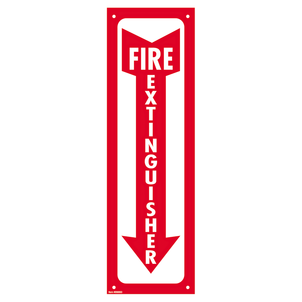 Cosco Glow-In-The-Dark Fire Extinguisher Sign, 4in x 13in, Red/White