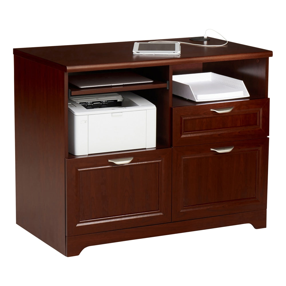 Realspace Magellan 30inH x 36-5/16inW x 21inD Tech Station Printer Stand 2.0, Classic Cherry