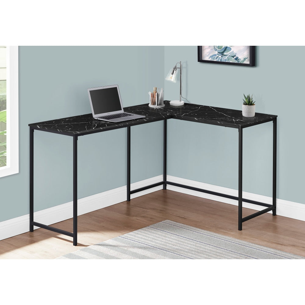 Monarch Specialties Barry 59inW Weave L-Shaped Corner Desk, Black, I 7396