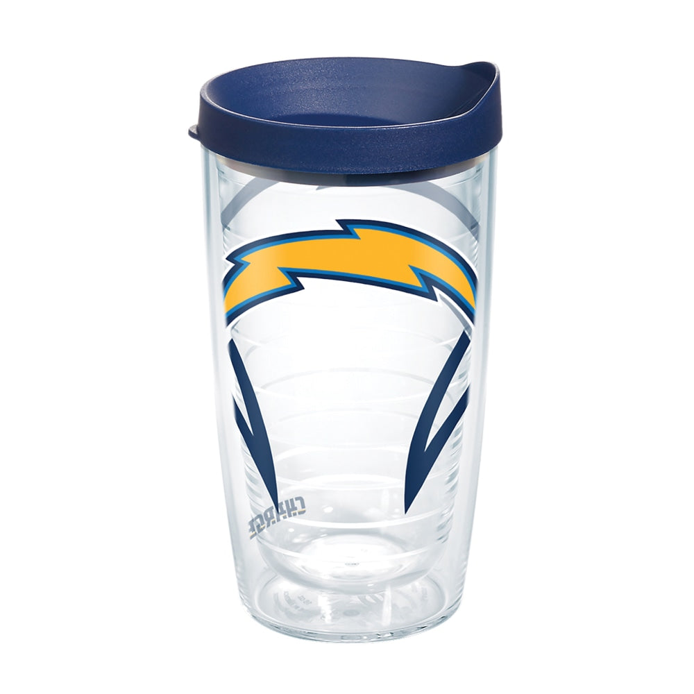 Tervis NFL Tumbler With Lid, 16 Oz, Los Angeles Chargers, Clear