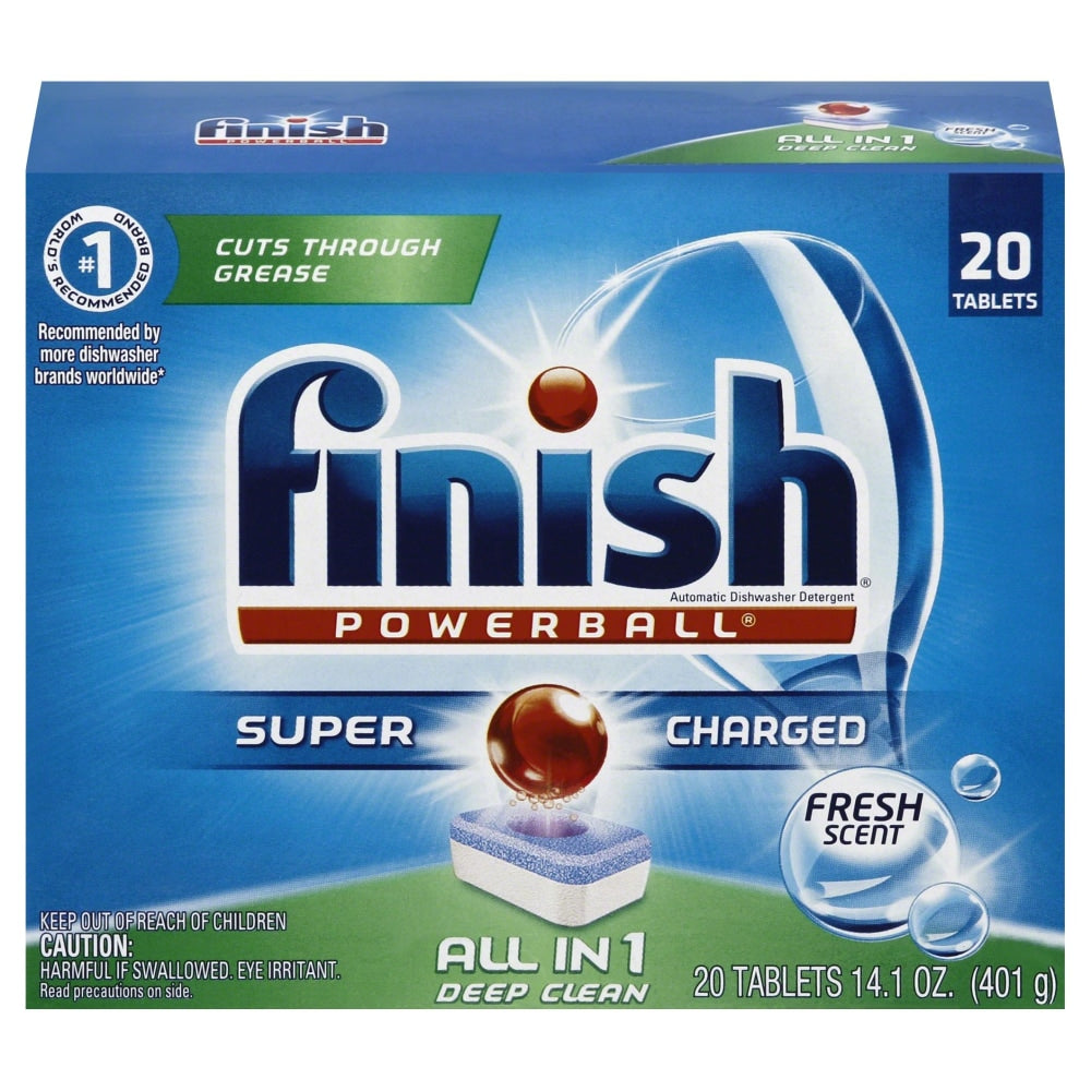 Finish Powerball Dishwasher Detergent Tabs, Fresh Scent, Box Of 20