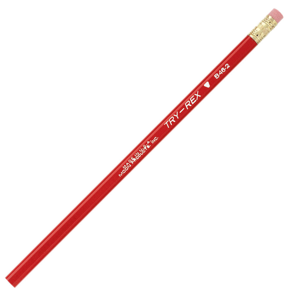 Moon Products Try-Rex Pencils With Erasers, Medium, No. 2, Red, 12 Pencils Per Pack, Set Of 12 Packs