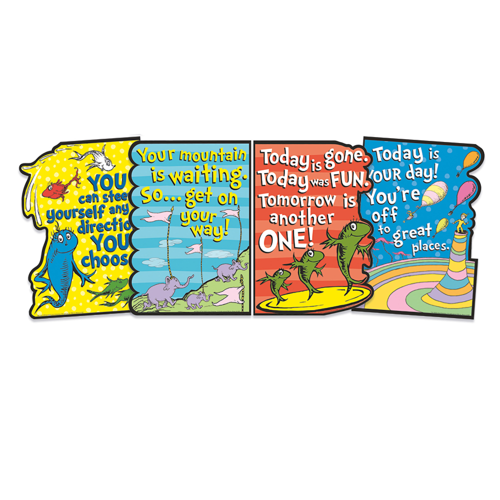 Eureka School Dr. Seuss Die-Cut Poster Set, 17in x 12in, Set Of 10 Posters