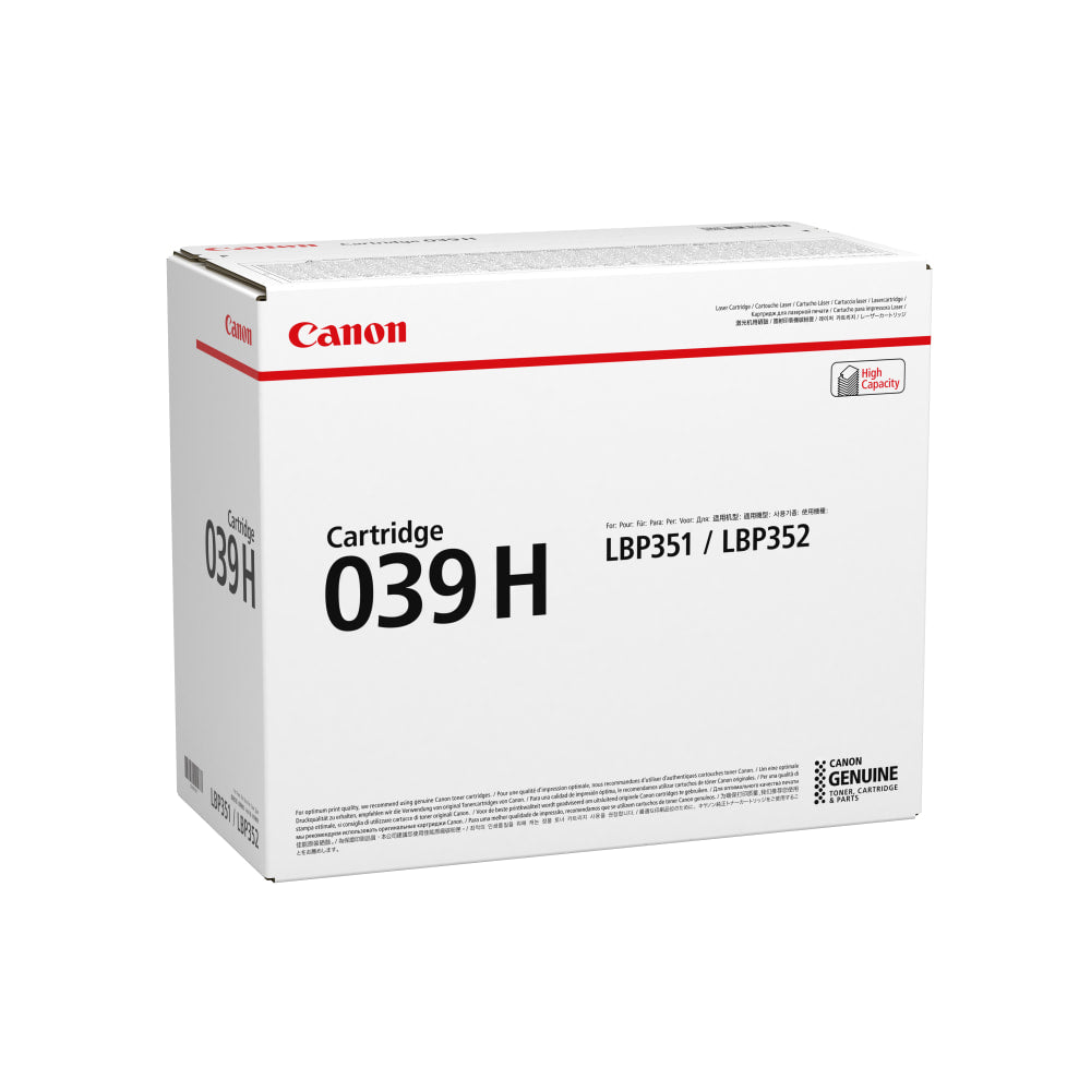 Canon 039H Black High Yield Toner Cartridge, 0288C001