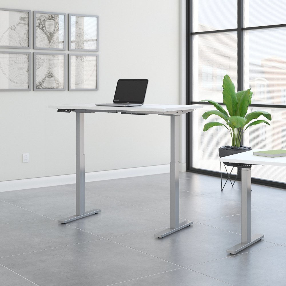 Bush Business Furniture Move 60 Series Electric 48inW x 24inD Height Adjustable Standing Desk, White/Cool Gray Metallic, Standard Delivery