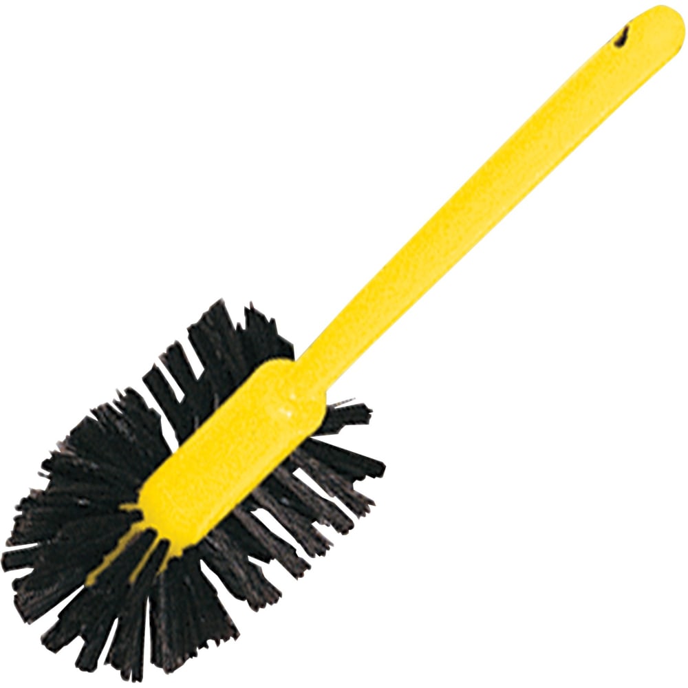 Rubbermaid Commercial 17in Handle Toilet Bowl Brush - 1.50in Synthetic Polypropylene Bristle - 17in Handle Length - 18.5in Overall Length - Plastic Handle - 12 / Carton - Brown, Yellow