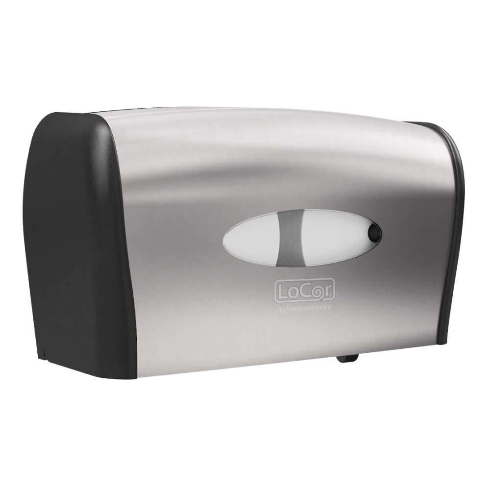 Solaris Paper LoCor Side-By-Side Wall-Mount Bath Tissue Dispenser, Stainless