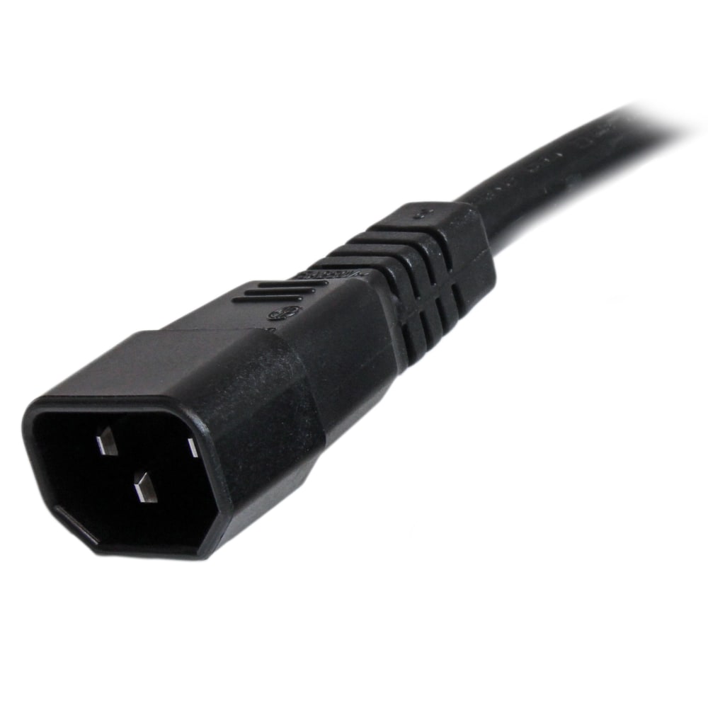 StarTech.com 6ft (1.8m) Heavy Duty Extension Cord, IEC C14 to IEC C15 Black Extension Cord, 15A 125V, 14AWG, Heavy Gauge Power Cable