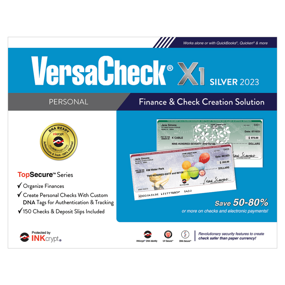 VersaCheck X1 INKcrypt Silver Software, 2023, Windows 8.1/10/11, Disc/Product Key