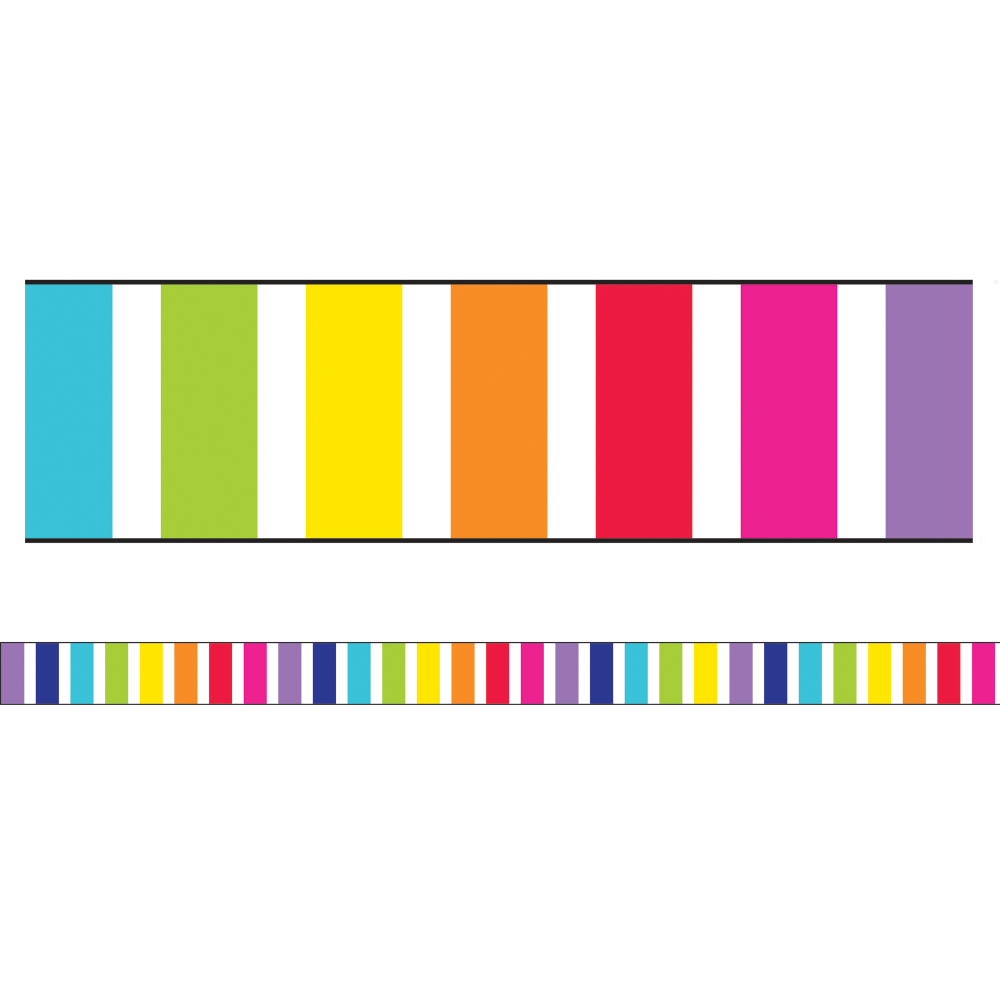 Schoolgirl Style Straight Bulletin Board Borders, Twinkle Twinkle You are A STAR! Vertical Rainbow Stripes, 3in x 36in, Preschool - Grade 8, Pack Of 12 Borders