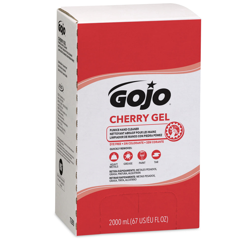 GOJO Gel Pumice Hand Soap Cleaner, Cherry Scent, 67.6 Oz, Case Of 4 Refills